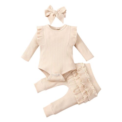 3Pcs Baby Girl Outfit Set Newborn Toddler Kids Clothing Set