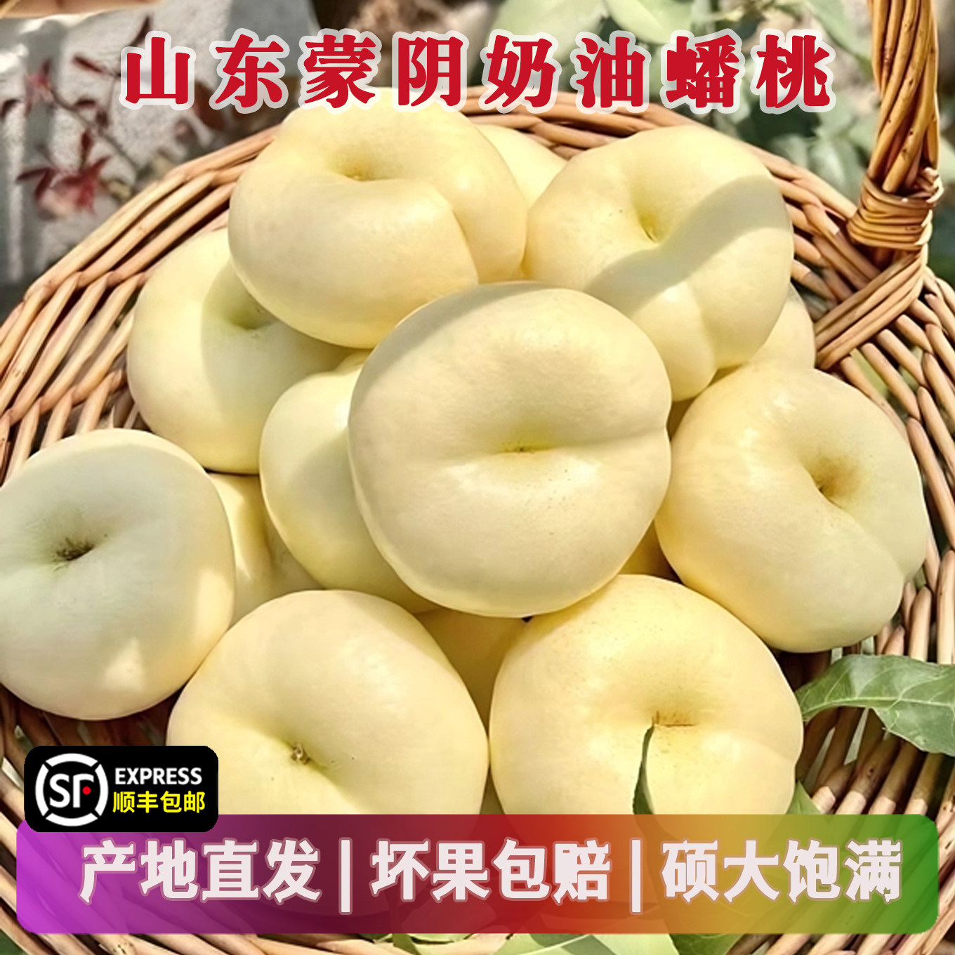 新鲜桃子蒙阴白玉奶油蟠桃现摘扁桃纯甜当季油蟠桃蜜桃爆汁整箱