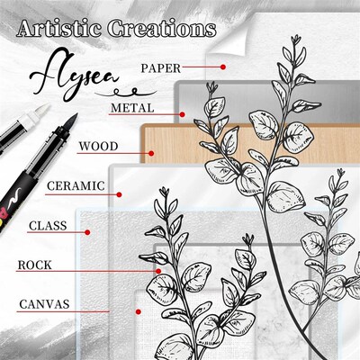 8pcs Black and White Acrylic Paint Markers Set, Large Ink Ca