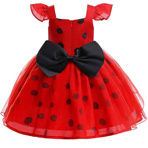 Children Halloween Ladybug Girls Dress Small Flying Sleeve
