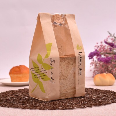 50pcs  Kraft Paper Toast Bread Bag Bakery Cookies Bag Cake P