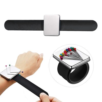 Magnetic Sewing PinCushion Silicone Wrist Needle Pad Safe Br