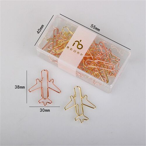 12pcs Airplane Metal Paper Clip Creative Unique Shape Cute