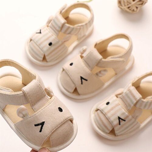 In Stock Colored Cotton Baby Squeeze Sandals Soft Sole Non-s