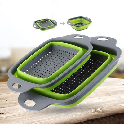 Silicone Folding Drain Basket Fruit Vegetable Washing Basket