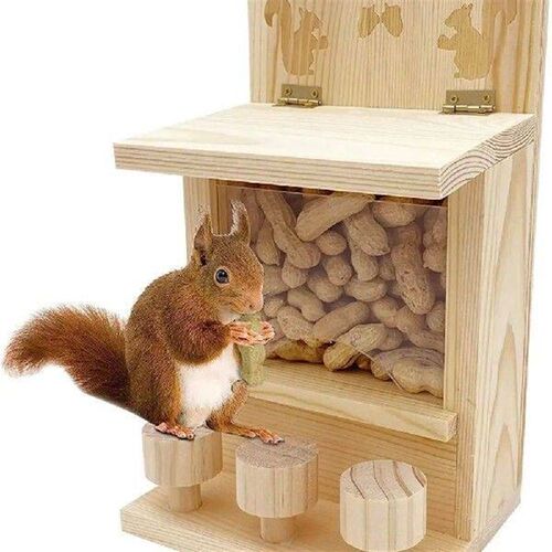 Feeding Container Wooden Squirrel Feeder Hanging