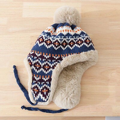 HT4110 Russian Cap Men Women Knitted Trapper Earflap Ski Cap