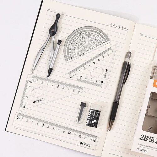8-Pcs Math Geometry Drawing Tools Set with Stationery Box Ci
