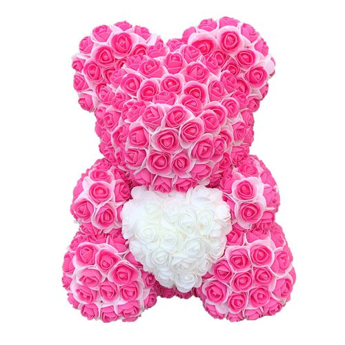 Double Color 25/40cm Rose Teddy Bear Heart Artificial跨境专