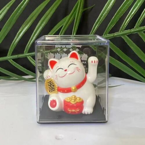 Solar Lucky Cat Waving Arm Fortune Cat Statue Decorations Lu