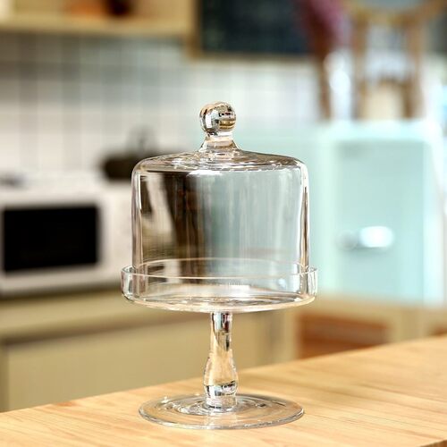 Chinese cake cover display stand, high pin cake plate, glass