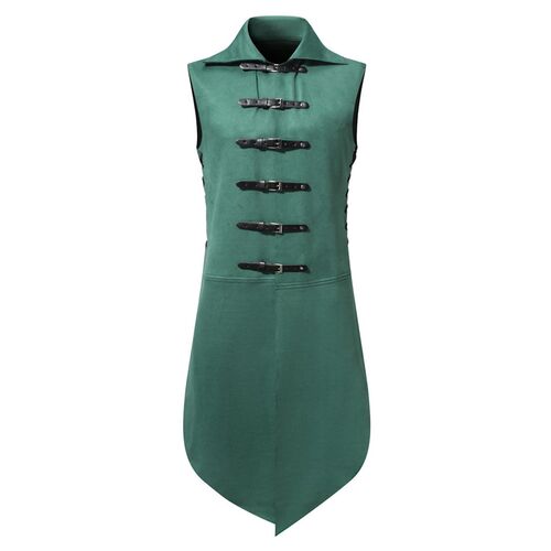 Stand llar Sleeveless Leather Buckle Neutral Blouse Medieval