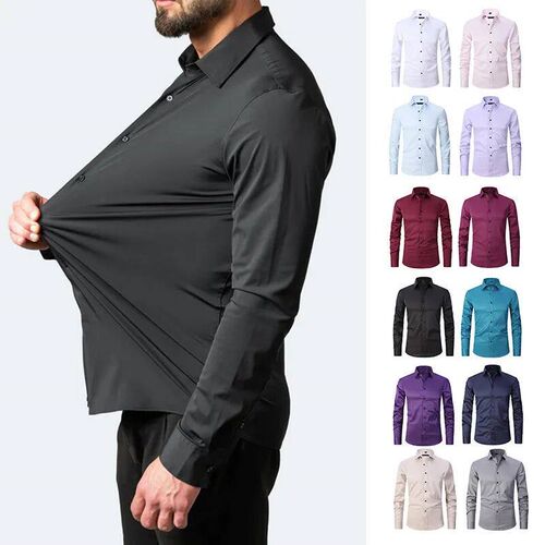Spring Mens Social Shirt Slim Business Dress Shirts Male Lo