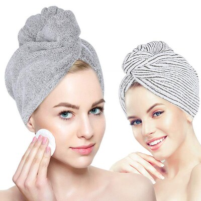 Bamboo Charcoal Fiber Hair Towels Bath Head Turban Wrap Quic