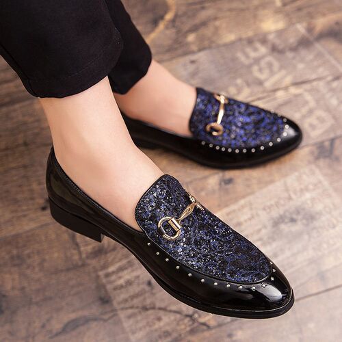 Men Dress Shoes Spring Autumn Slip on Patent Leather Male Lo