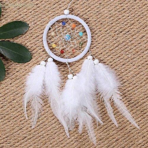 With Rattan Bead Feathers Wall Car Decor Ornament Handmade