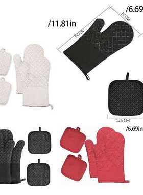 4 Pieces/Set Oven Portable Non-stick Gloves Mittens Heats