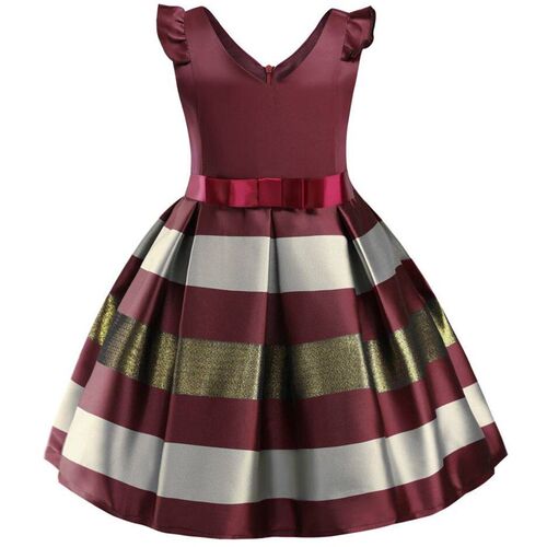 Baby Girls Flower Striped Dress For Girls Floral Wedding Par