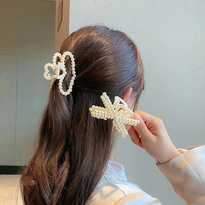 Korean Imitation Pearl Hairpins Geometric Hair Claws Bath La