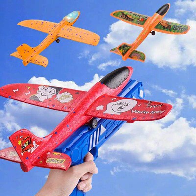Foam Plane 10M Launcher Catapult Glider Airplane Gun Toy Chi