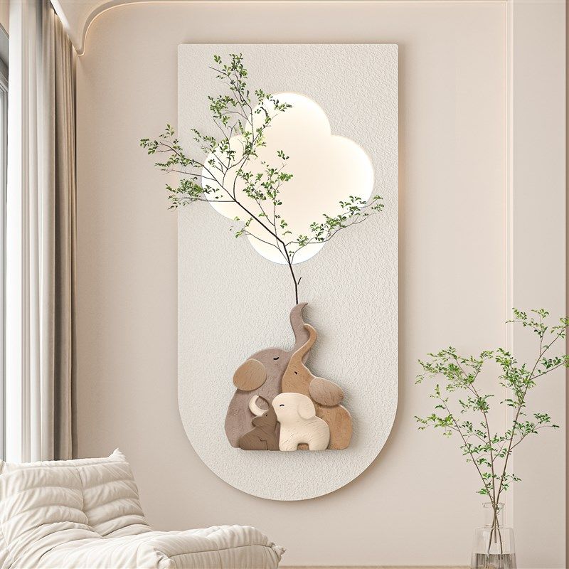 高级感玄关装饰画客厅沙发背景墙奶油风挂画带灯走廊过道壁画大气