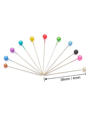 100Pcs/Box 38cm Colorful Round Pearl Head Needles Stitch Str