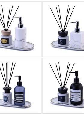 样板间洗手台摆件厕所洗手液瓶卫生间软装饰品浴室柜托盘装