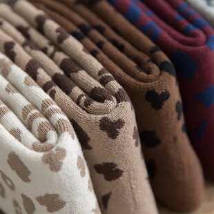 Spotted Leopard Print Women Socks Cotton Terry Tube Thickene