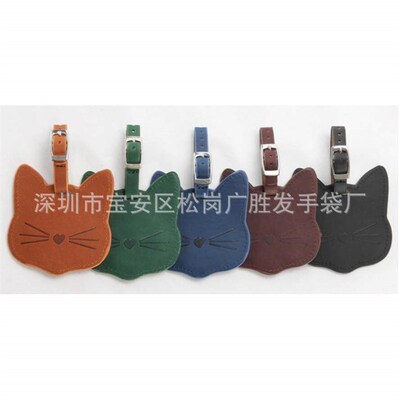 Airplane Suitcase Tag Colorful PU Leather Cat Shape Holiday