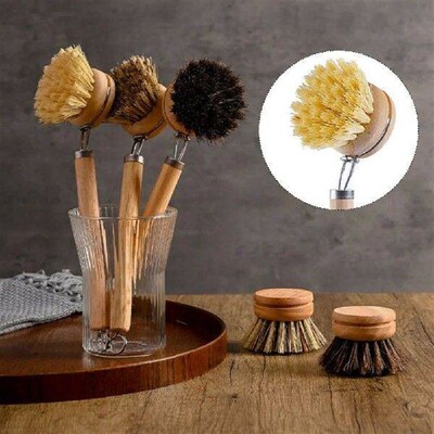 Wooden Dish Scrub Brushes Natural Bristles Kitchen Cleaning