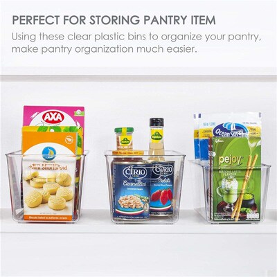 Clear Plastic Storage Bins Pantry Organizer Bins