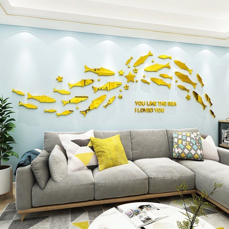 创意小鱼3d立体墙贴餐厅沙发背景墙装饰画洗手间瓷砖防水防潮贴纸,家居饰品,软装墙贴,淘宝优惠券,粉丝福利购,淘宝优惠卷