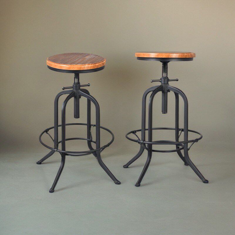 复古工业风铁艺升降实木吧台椅民宿商用创意圆椅奶茶店咖啡厅餐椅,住宅家具,家用高脚椅,淘宝优惠券,粉丝福利购,淘宝优惠卷