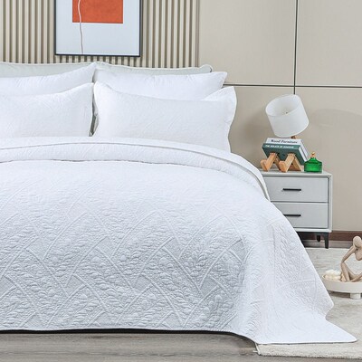 Four-way tton Solid lor Bed ver Wheat Embroidered Quilted Qu