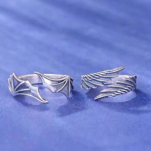 Retro Angel Demon Wing Couples Rings Fashion Men Women Jewel