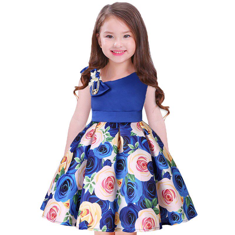 Summer Kids Flower Dresses for Girls Christmas Children Clot图片