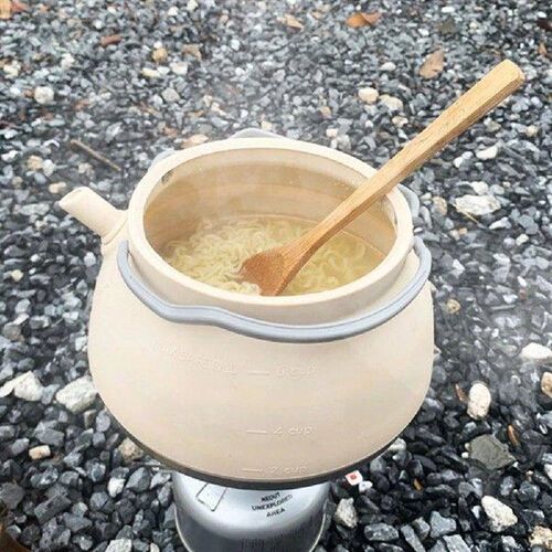 1.5L Silicone Kettle with Handle Camping Cook Pot Stainless