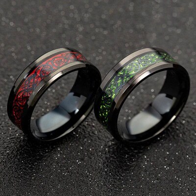 2023 Fashion Men Stainless Steel Dragon Ring Inlay Purple Bl