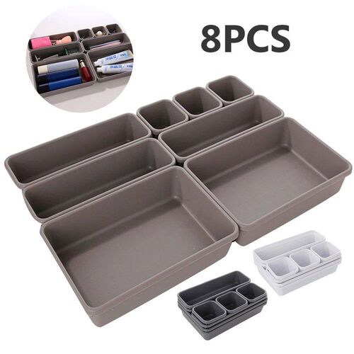 8pcs/set Adjustable Drawer Organizer Box Trays Make Up Cosme
