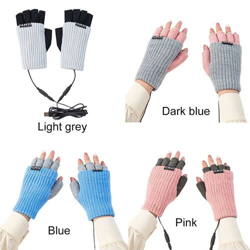 USB Warm Hand Heating Gloves Fingerless USB Electric Heating