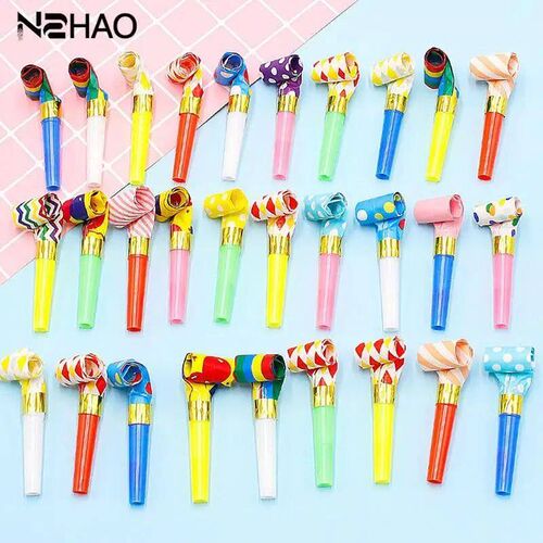 20/40PCS Colorful Stripes Party Blower Blowout Horn Whistle
