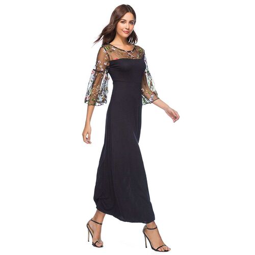 Summer New Large Size Womens Lace Embroidered Dress