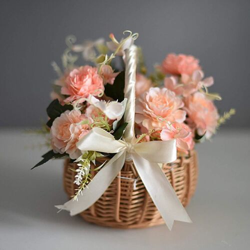 Woven Flower Basket Rattan Storage Basket Flower Girl Hand