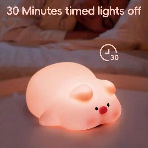Cute Silicone Piggy Night Light LED Lying Flat Pig Pig