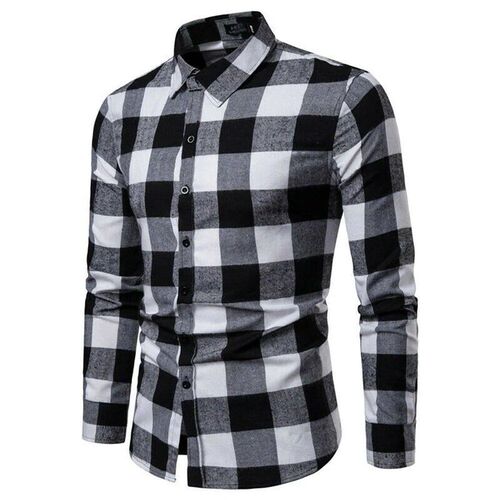 Mens Plaid Long Sleeve Shirts Business Dress Shirt ops Slim