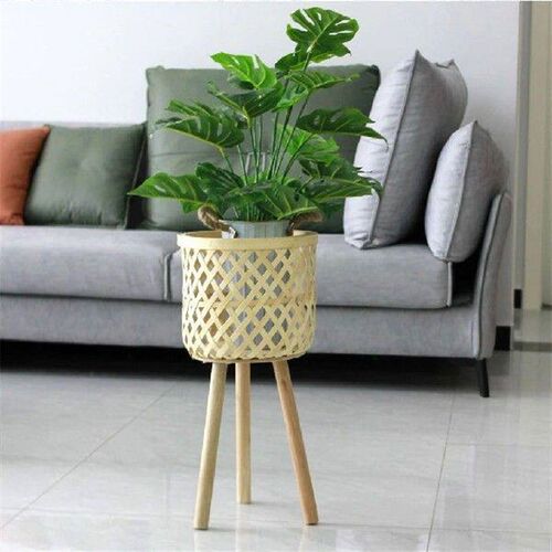 Hand Woven Rattan Flower Pot Stand Table Storage Basket