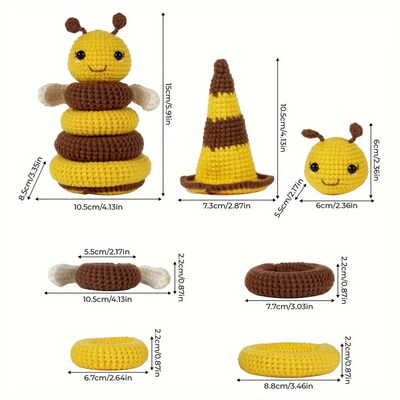 1 Pack DIY Cute Bee Stacking Crochet Kit, Complete Crochet S