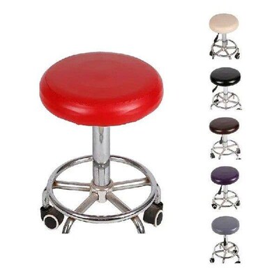 Round Chair Cover Elastic PU Leather Round Stool Chair