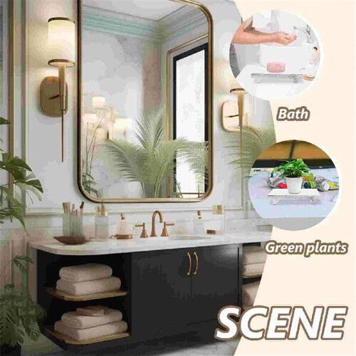 Wooden Bath Tray Pedestal Stand for Soap Towel Planter