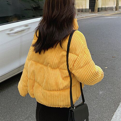Corduroy Padded Parkas Woman Winter 2023 Loose Puffer